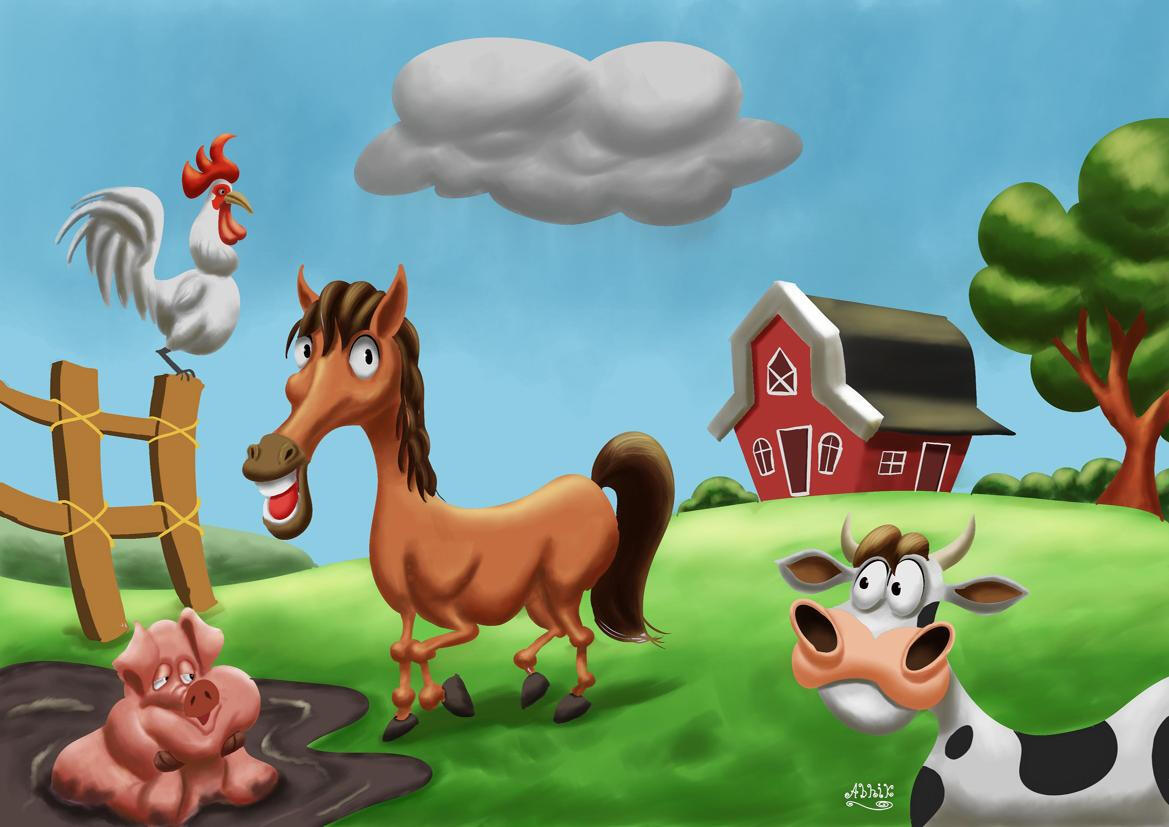 funny cartoon farm animals