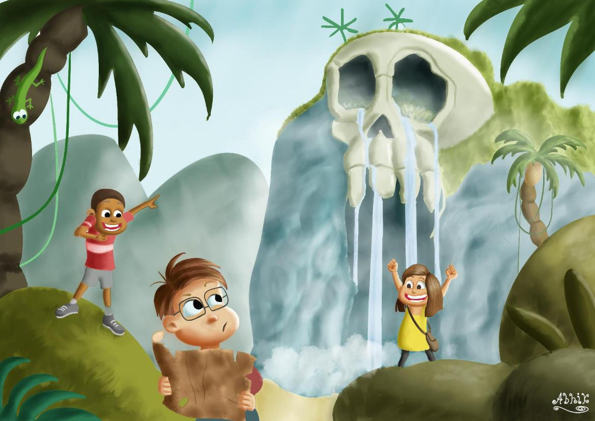 cartoon of children going on an adventure