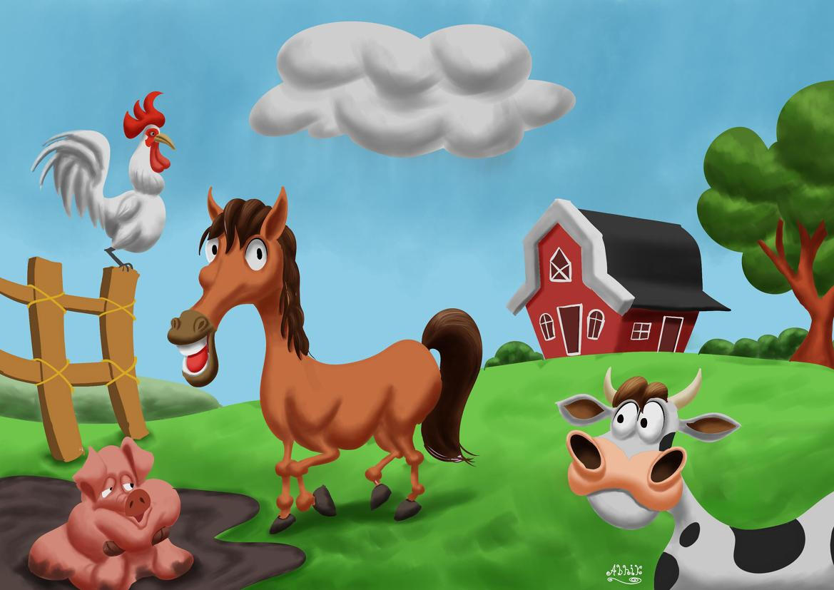funny cartoon farm animals